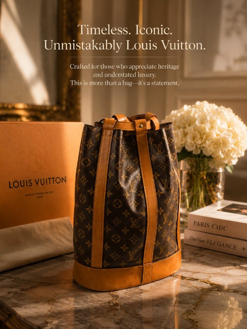 Louis Vuitton Randonnée PM Monogram Coated Canvas Bucket Style Backpack